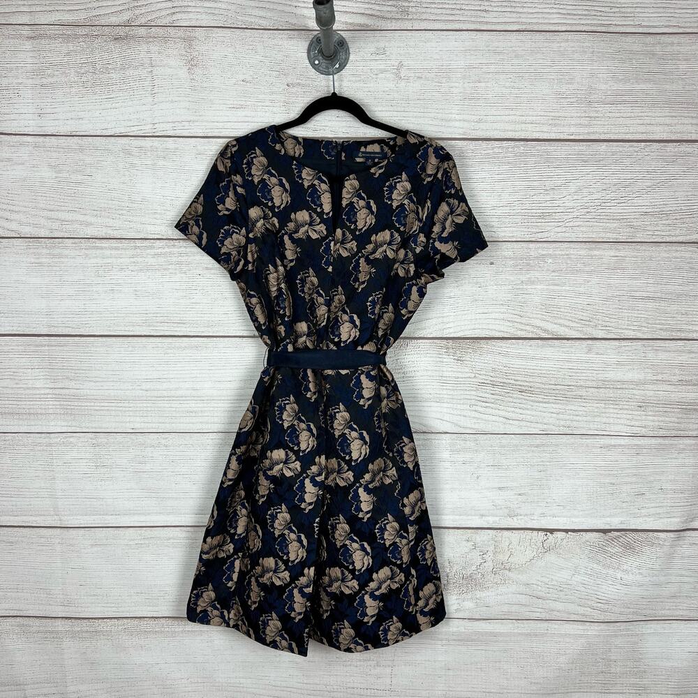 Brooks Brothers Navy and Beige Floral Dress